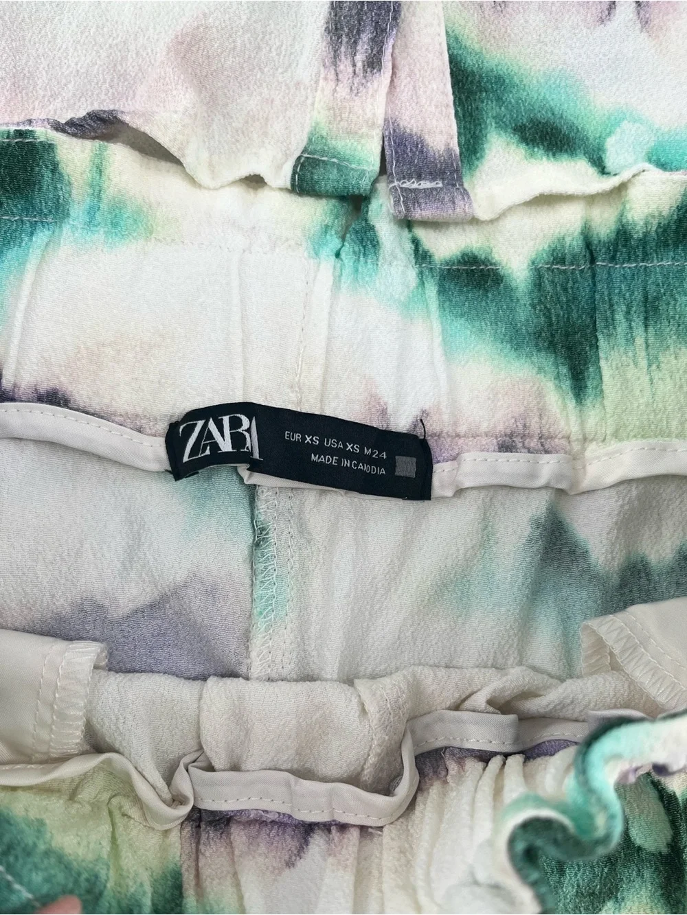 Zara Tie-Dye Matching Set Button-Down Shirt Breathable Elastic Waist Shorts XS